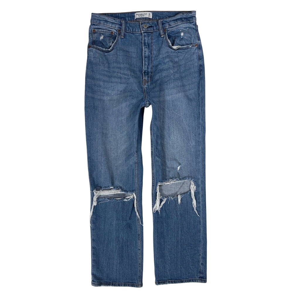 Abercrombie Ankle Straight Jeans 30 10 High Rise 90s Retro A&F Festival Vibes